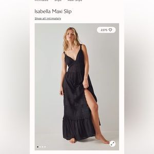 Never worn Free People Isabella maxi slip in black